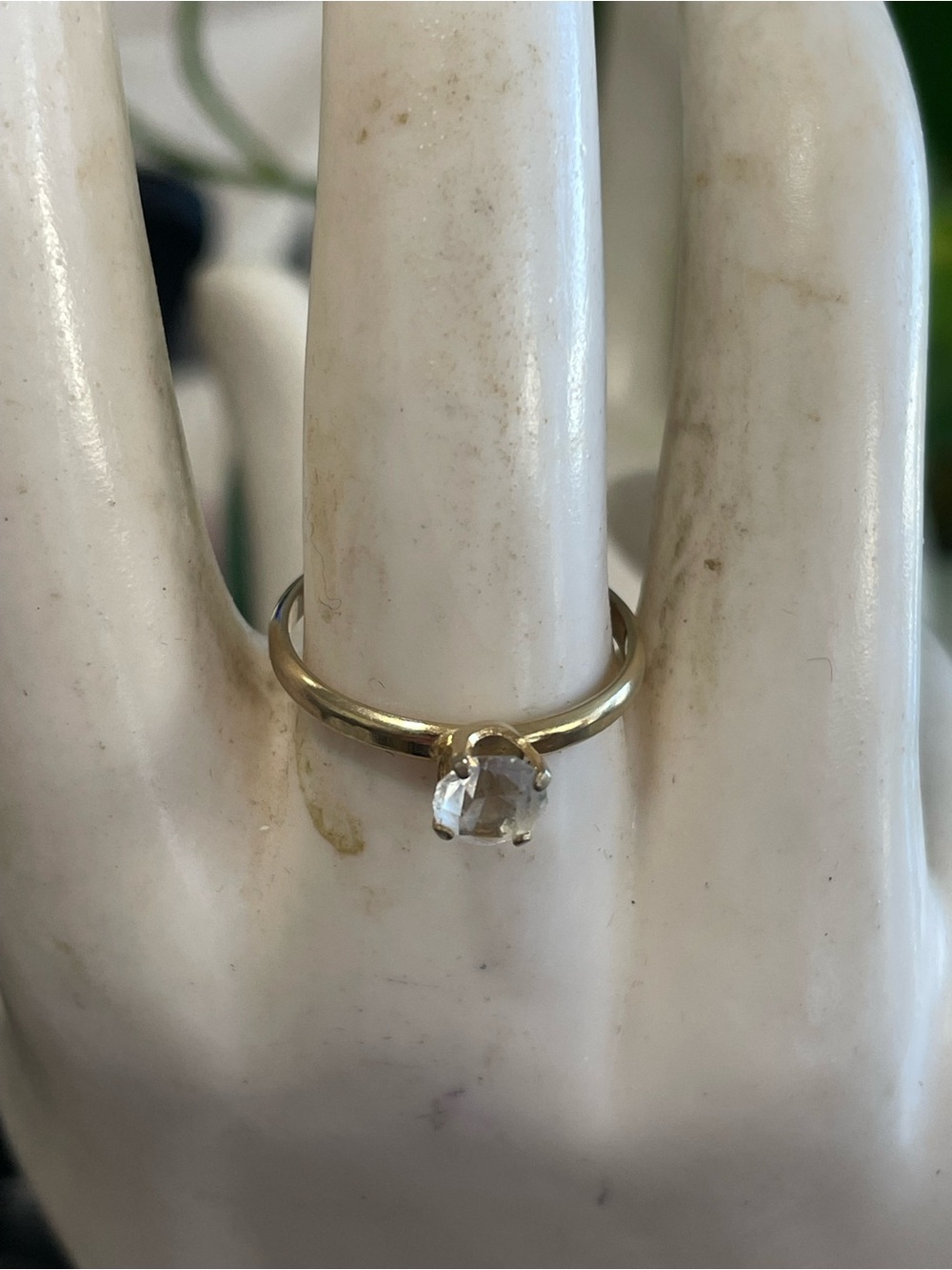 Gold Solitaire Ring with Clear Gemstone